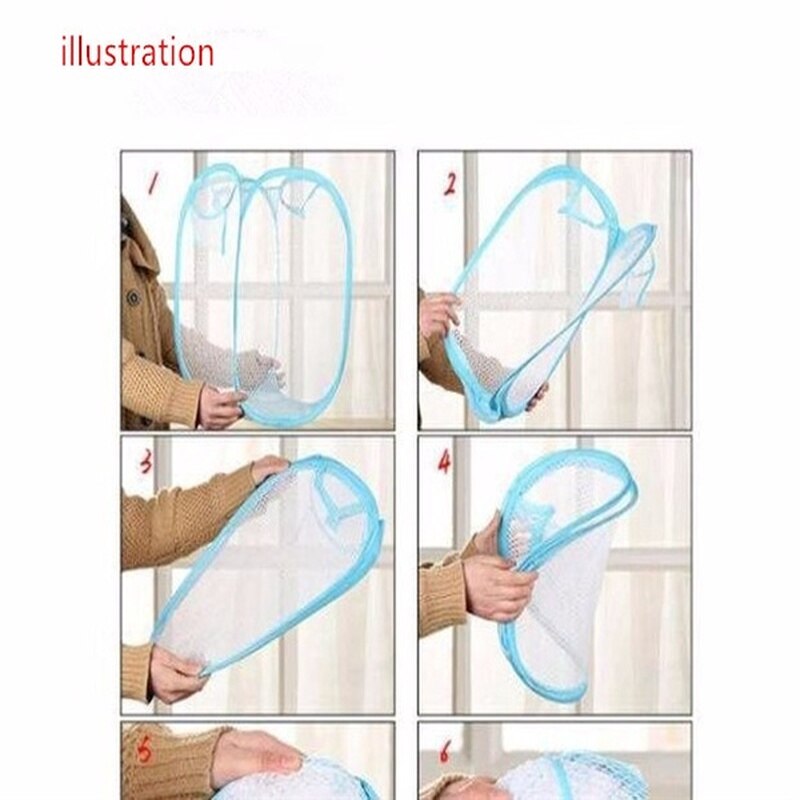 Multi Color Mesh Open Up Washing Laundry Hamper Foldable Net Laundry Basket Household Clothing Organizer Dirty Clothes Basket