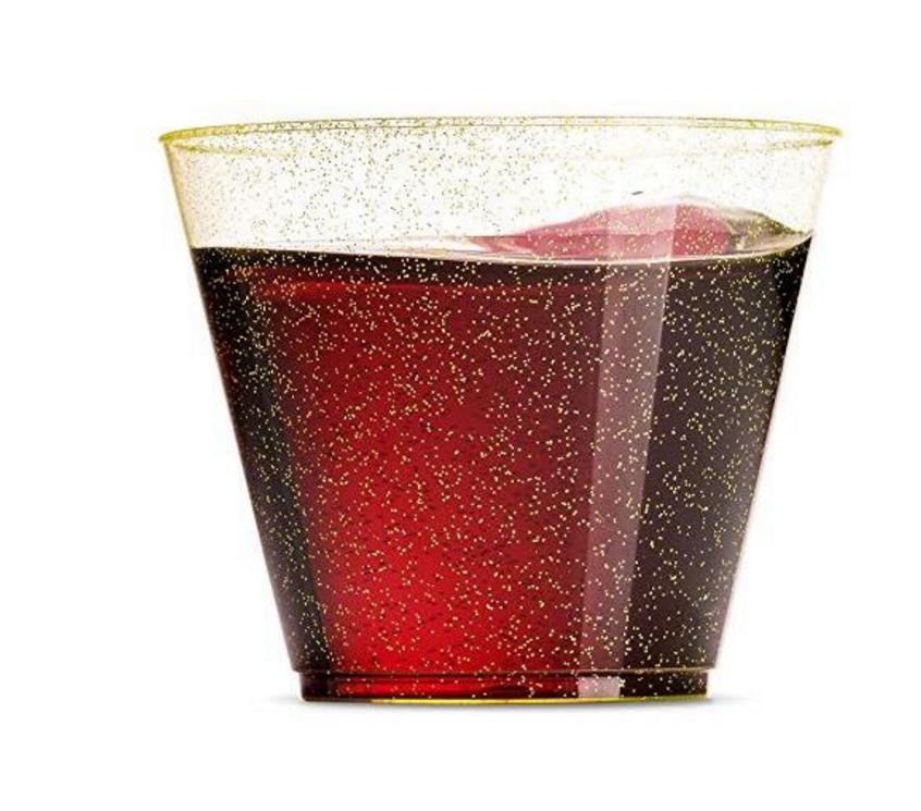 Vasos de plástico con purpurina, vasos transparentes desechables de 9OZ para boda, de Acción de Gracias, decoración para eventos, Copa sin BPA
