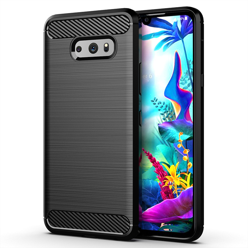 For LG G8X Case Silicone Rugged Armor Soft Cover Case For LG G8X Protective Phone Fundas Coque Cases: Black