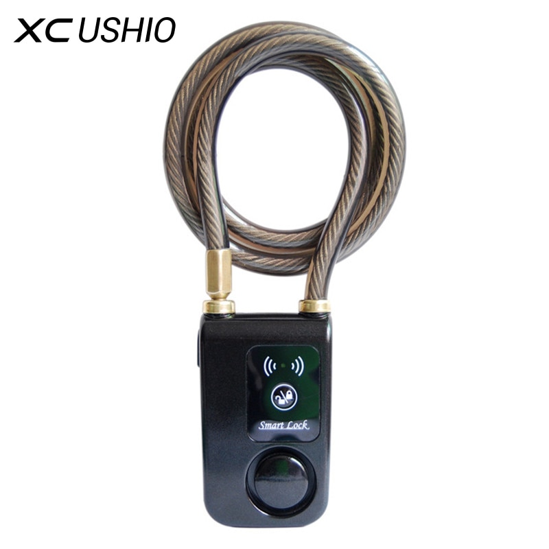 Super intelligent telefon app kontrol smart alarm bluetooth lås vandtæt 110db alarm cykellås udendørs tyverialås