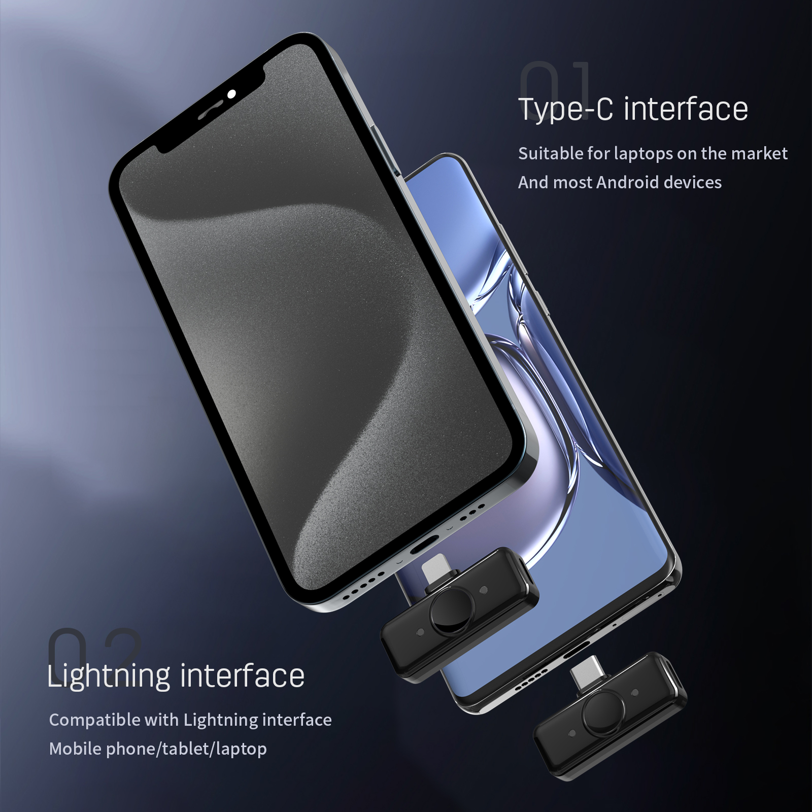 Kabelloses Lavalier-Mikrofon-einstellen für iPhone und Android, doppelt omnidirektionales Kondensator-Ansteckmikrofon, Geräuschunterdrückung für Videoaufnahmen