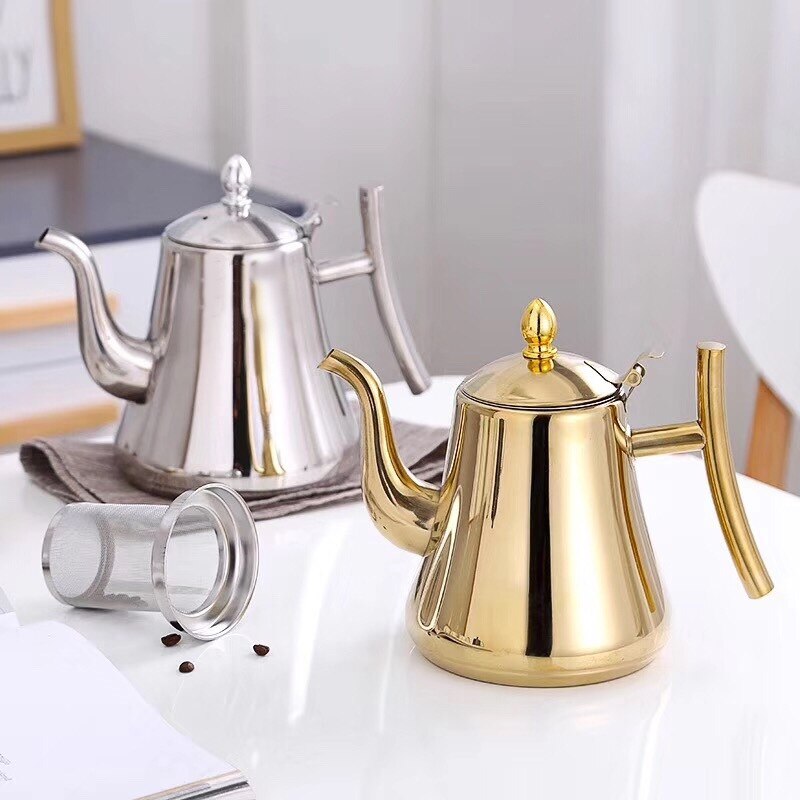 Teapots Commercial Hotel Restaurant Tea Kettle 304 Thick Stainless Steel Teapot Flower Teapot Restaurant With Strainer