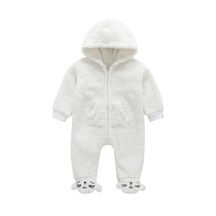 Jungen Mädchen Footies Bodys Warme Mit Kapuze Strampler Neugeborenen Baby Feste Teddy eins Stück Nette Vlies Karosserie Pyjama: 90