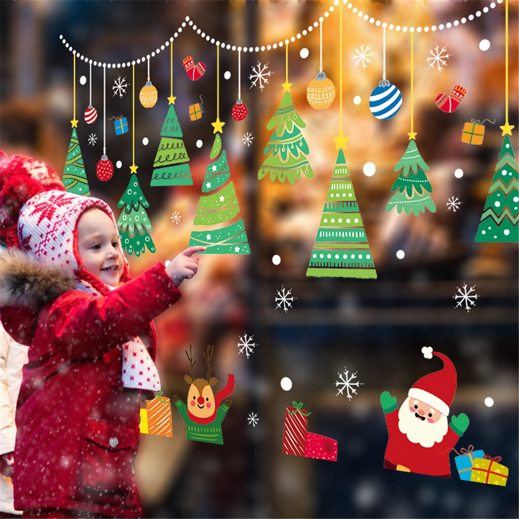 Christmas Wall Stickers Home Decor Stickers Cute Christmas Window Stickers: D
