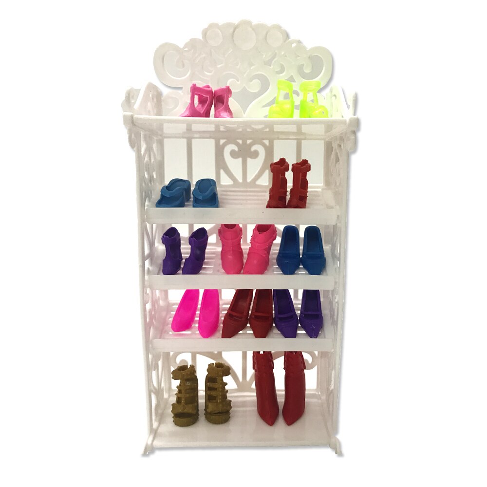 Citygirl White Plastic 5-layer Doll Shoes Rack Hollowed Shoe Shelt Playhouse Accessories