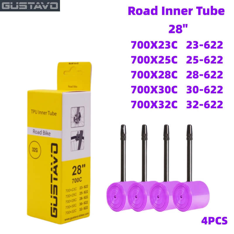GUSTAVO TPU Bike Inner Tube 700C 700x23 25 28 32C Road Bicycle Tire Tubes 45 65 85mm Length FV Super Light: Blue / 60mm