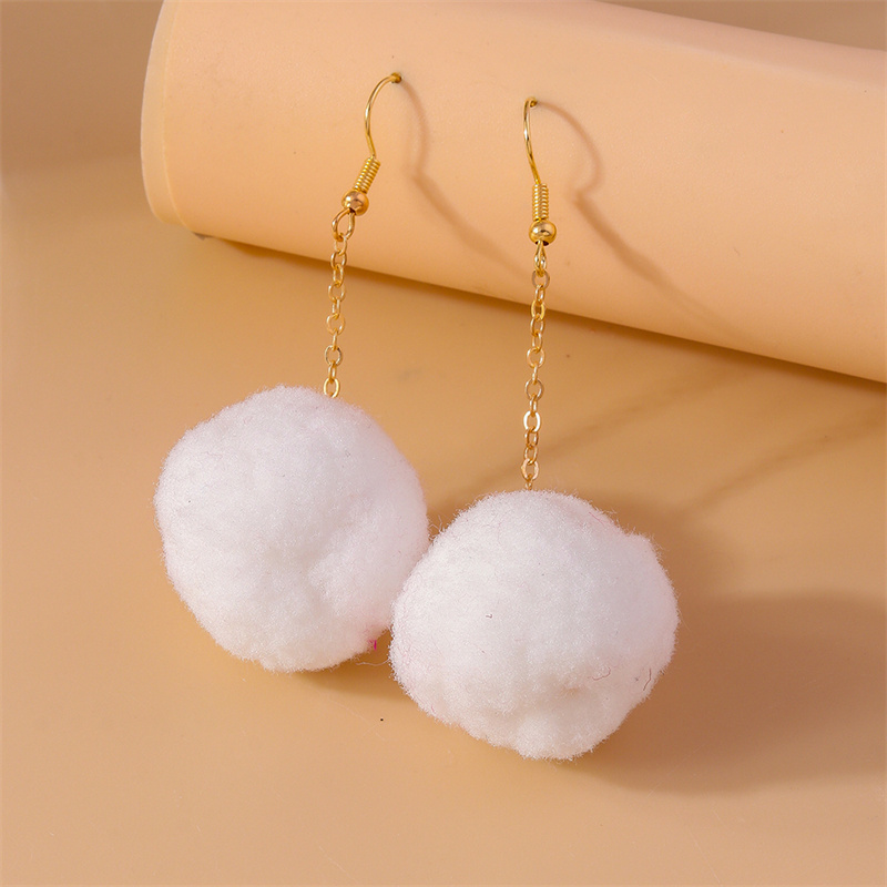 Aihua Faux Fur Ball Earrings for Women Soft Fluffy Pom Pom Decor Dangle Earrings Jewelry Accessories Christmas Party Dress Up: Orange