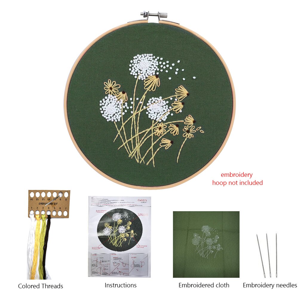 Europe DIY Ribbon Flowers Embroidery Set with Frame for Beginner Needlework Kits Cross Stitch Series Arts Crafts Sewing Decor: H