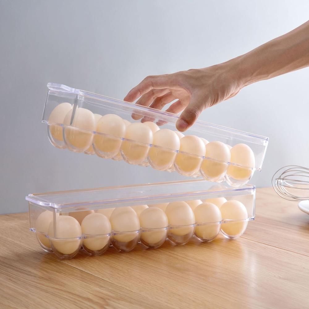 Kjøkkenbeholdere egg oppbevaringsbeholdere boks kjøleskap arrangør eggbeholder klar plastboks saken holde eggene friske