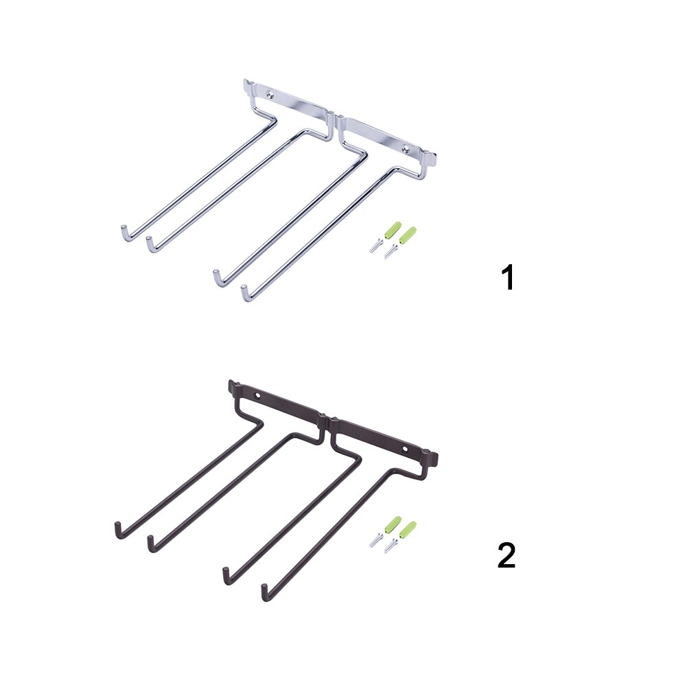 Wall Mount Hanger Supplies Hanging Stemware Under Cabinet Home Kitchen Holder Shelf Bar Wine Rack Double Row Useful Metal