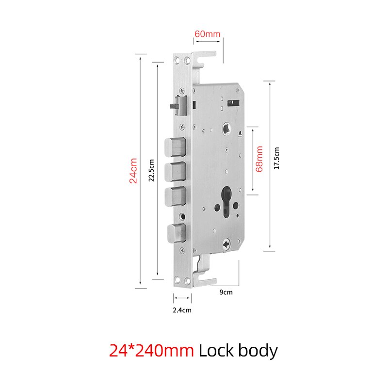 Intelligent fingerprint 6068 lock body size 24*240 stainless steel body for Security door lock smart Lock: 24240