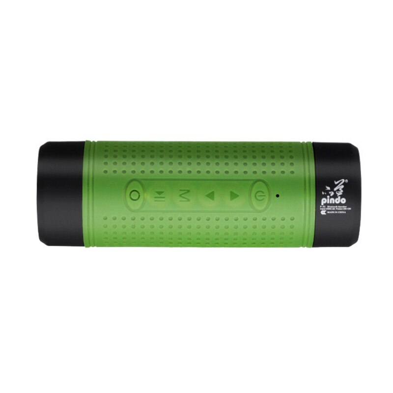 Portable Bluetooth Speaker Fm Radio Outdoor Waterproof Powerful Wireless Bicycle Speaker Flashlight + Bicycle Rack: green