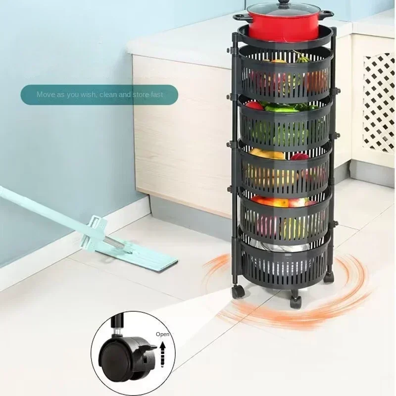 Kitchen Rotating Rack Floor-to-ceiling Household Multi-functional Vegetable and Fruit Corner Rack Multi-layer Vegetable Basket