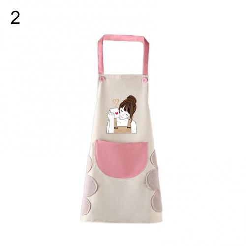 1Pcs Waterproof Anti-Oil Kitchen Apron Cartoon Girl Women Home Kitchen Aprons Waist Bib Nail Shop Apron for Women Baking: 2