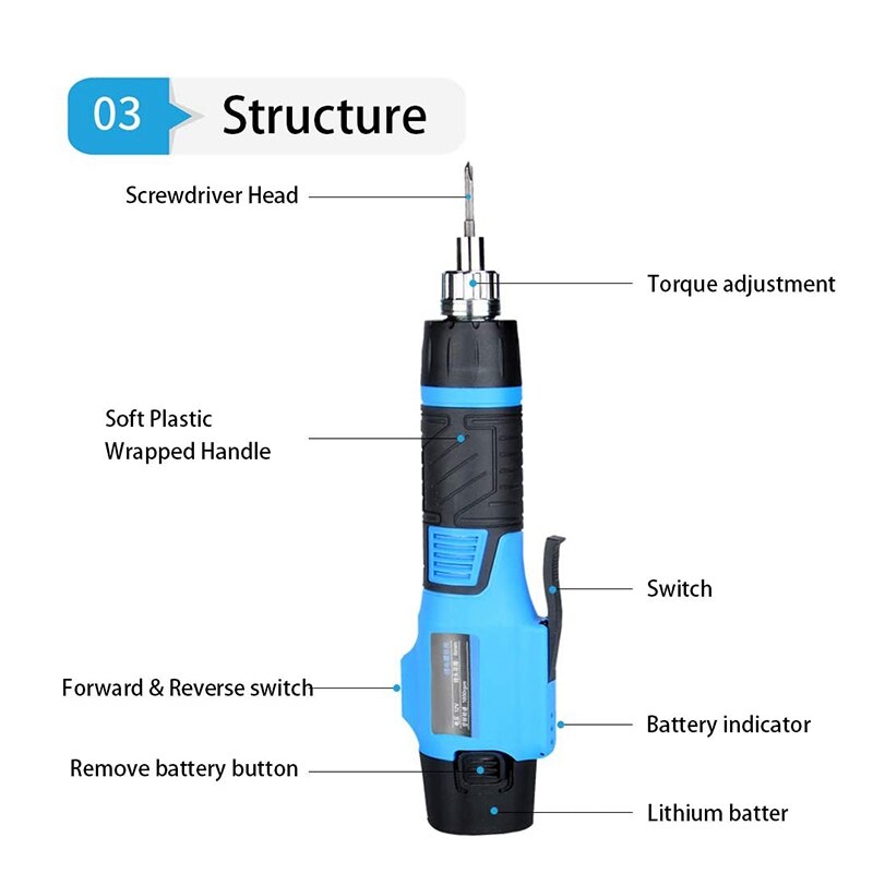 12V Torque Adjustable Electric Screw Driver Rechargeable Screwdriver Multifunction Cordless Charging Drill Tool EU Plug