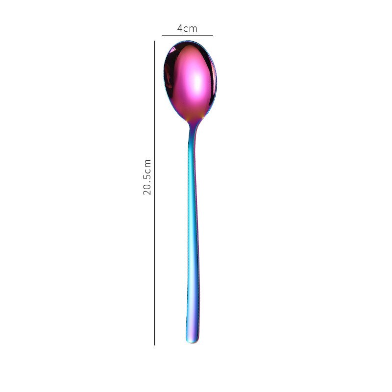 1PC Cake Dessert Forks Stirring Spoons Stainless Steel Colorful Long Handle Coffee Ice Cream Scoop Kitchen Tableware Supplies: Colorful spoon