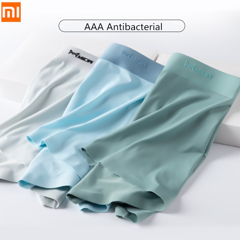 3 pçs/lote Xiaomi Homens Calcinha Grafeno Antibacteriano Cueca Cor Sólida dos homens de Seda Gelo Sem Costura Boxer Shorts Masculino Underpatns