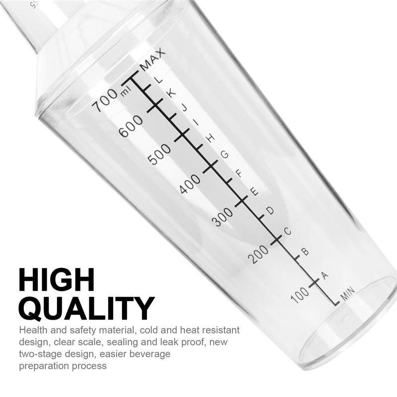 1 Transparent PC Cocktail Shaker Milk Tea Making Cup Bar Drinks Hand Shaker Cocktail Milk Tea Mixing Cup With Scale 700ML/500ML
