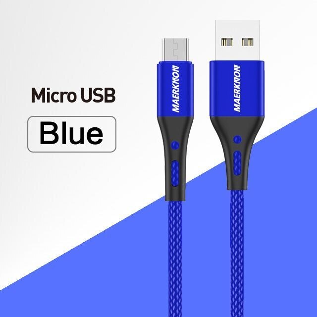 Maerknon – câble Micro USB 3A, Charge rapide, pour téléphone Android, Samsung, Xiaomi Redmi Note 10 Pro: Blue / 3M