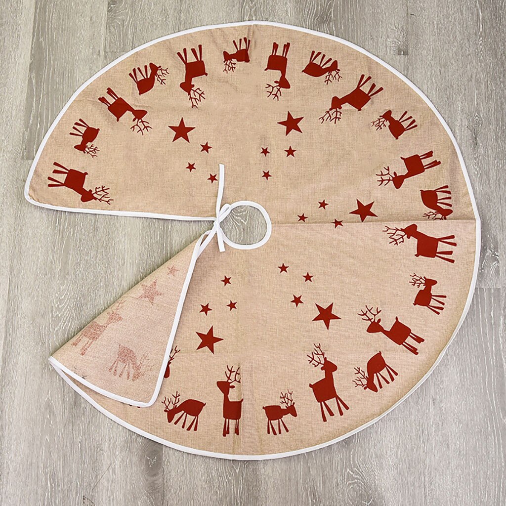 Adorno de Navidad Lino estampado cerveza árbol de Navidad decoración de falda roja redonda para Año Hogar vacaciones decoración de