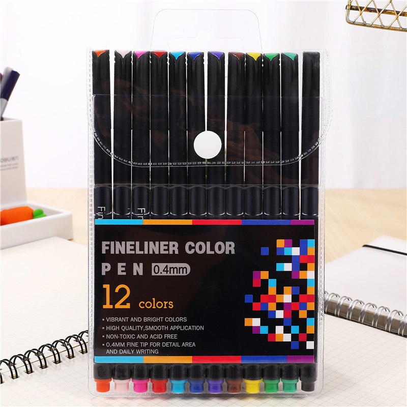60/100PCS Colorful Neutral Marker Pen Fineliner Pens For School Office Pen Set Kawaii Ink Pen Art Supplies Cute: 12 set