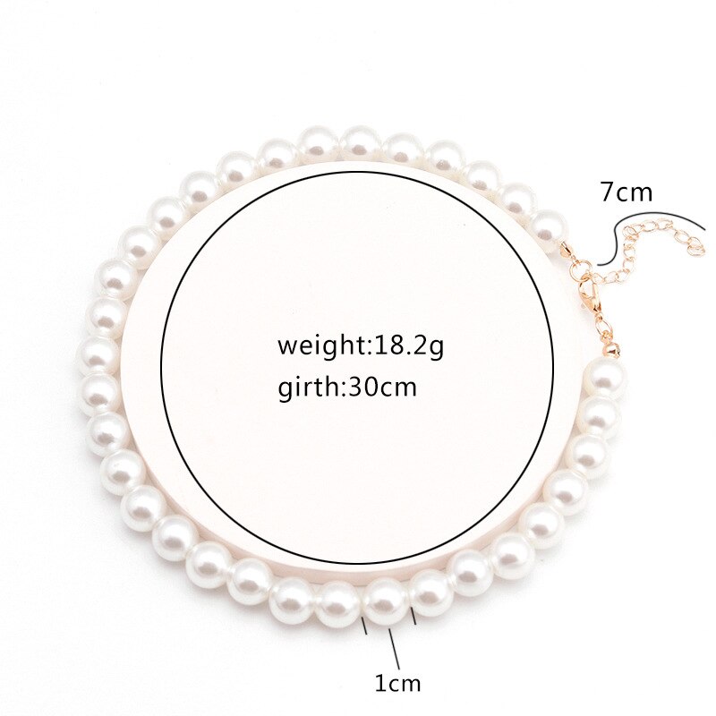 JCYMONG-gargantilla Simple de perla blanca de imitación para mujer, collar , perla redonda simulada grande, joyería para bodas, 5 tamaños,: 1cm