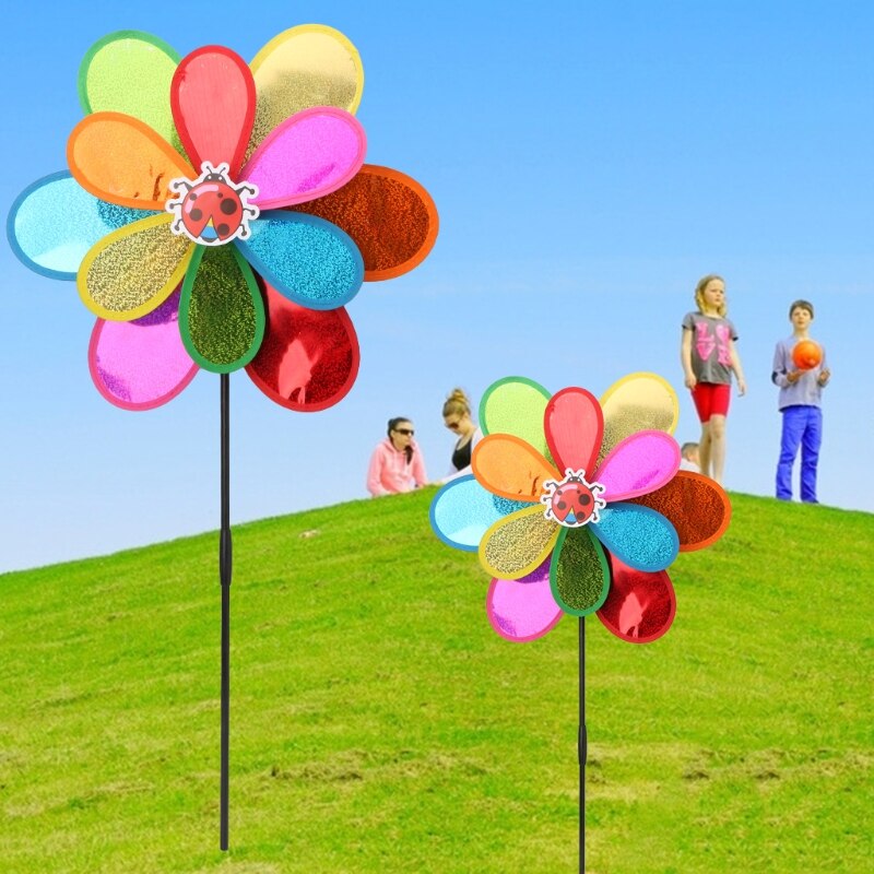 Double Layer Windmill Wind Spinner Sequins Whirligig Home Yard Party Decor
