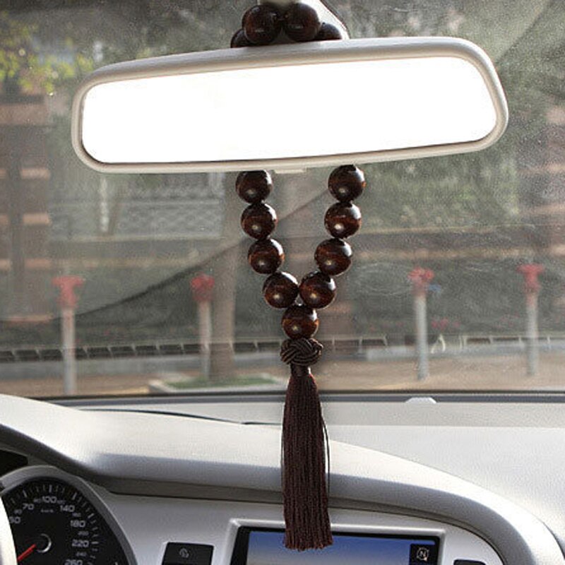 Houten Boeddha kralen auto achteruitkijkspiegel hanger ornament voor Geely Vision SC7 MK CK Cross Gleagle Fiat Punto 500 Palio argo grande