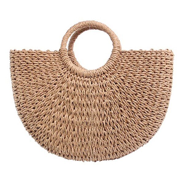 Multi-styles Straw Bags Handmade Summer Woven Beach Ladies Shoulder Bag Bohemia Bali Travel Female Handbags: Style 1-Khaki