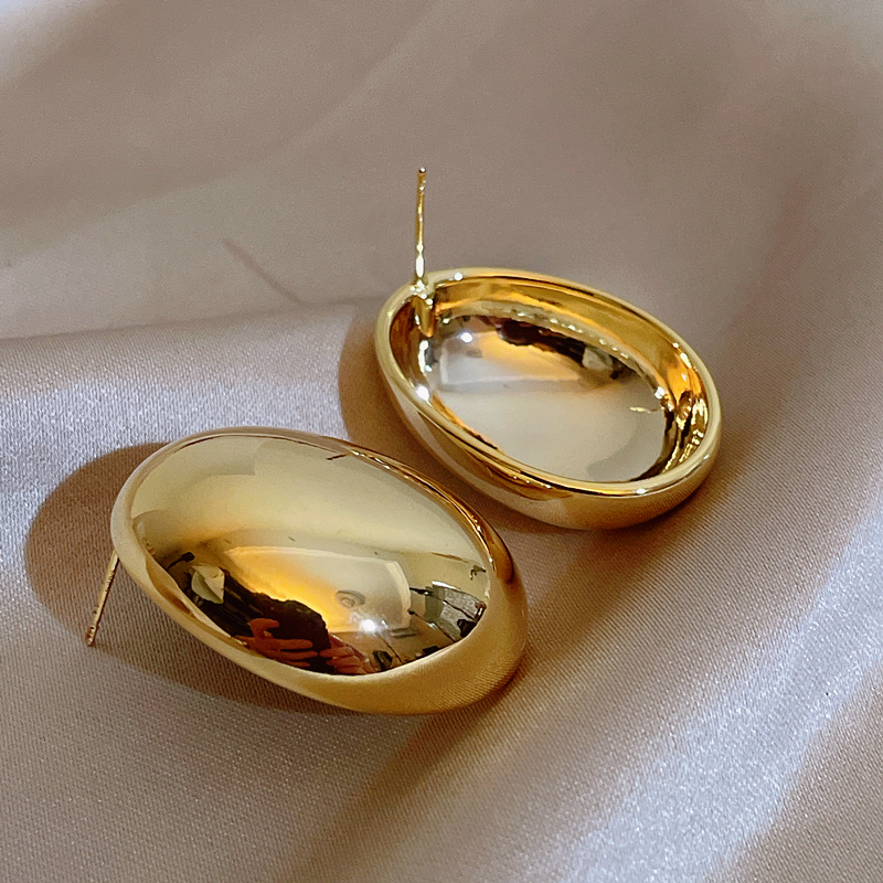 Pendientes redondos irregulares exagerados de Metal para mujer, aretes ovalados grandes y lisos geométricos, de joyería de de estilo Punk