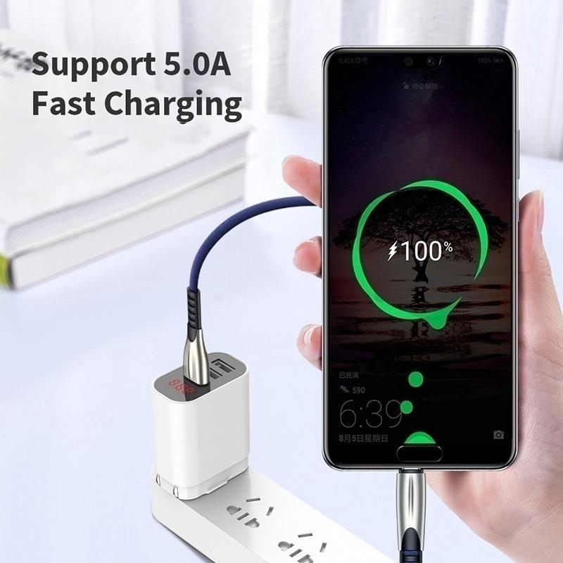5A USB Tipo-C Veloce di Ricarica di Sincronizzazione di Dati del Cavo Micro USB Per Samsung S10 S9 S8 + S7 S6 bordo Nota 4 5 8 9 10 Pro In Lega di Zinco Cavo