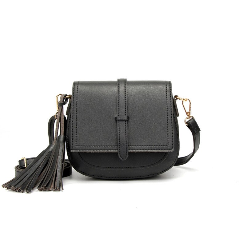 Vrouwen Schoudertassen Pu Lederen Tas Toevallige Kleine Vrouwelijke Crossbody Tas Met Kwastje Reizen Voor Dames Meisjes: Black