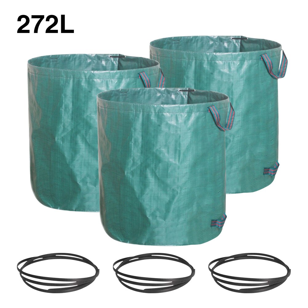 Sac à déchets de jardin 3 pièces, avec Double poignées, réutilisable, pliable, Double couche de fond, Portable, sacs de collecte de jardin robustes