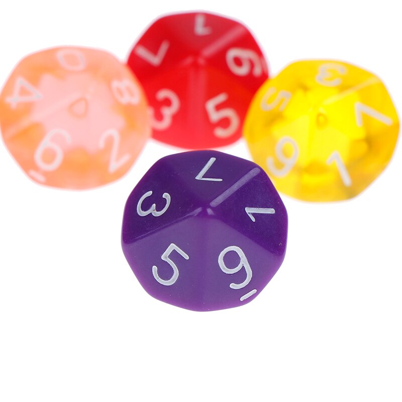 4 Stuks Transparant Multicolor D10 Rpg 10 Dice Die 10 Zijdig Gem Dobbelstenen Set Spelen Games