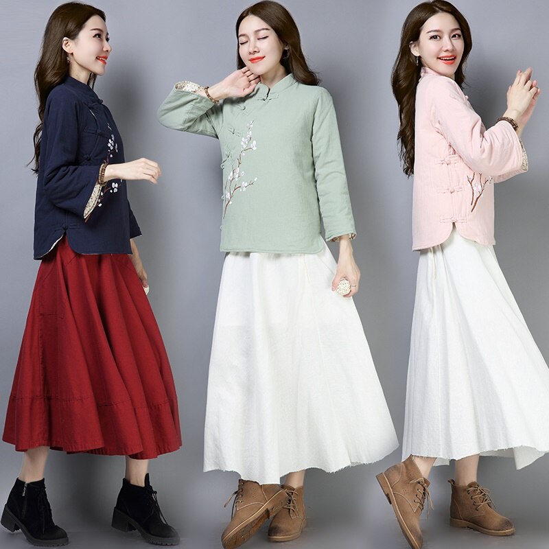Chinese Stijl Traditionele Katoen Linnen Jassen Kleding Vrouwen Hanfu Warme Jas Vintage Tang Pak Oosterse Cheongsam Tops KK4120