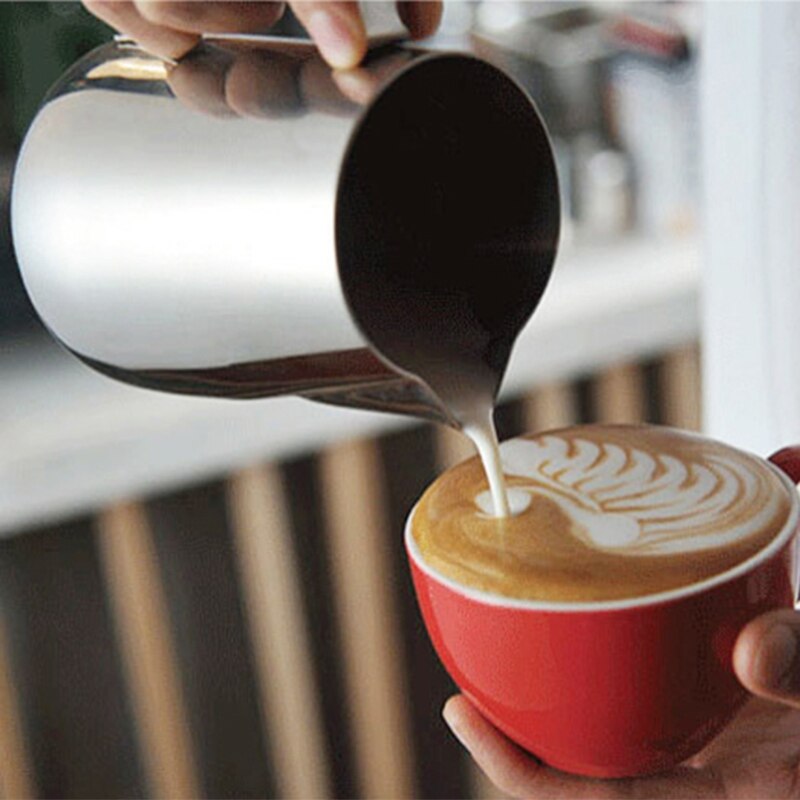 Maitokannu 350ml ruostumatonta terästä vaahdotuskannu pull kukka kuppi kahvi maidonvaahdotin latte art maitovaahto työkalu kahviastia