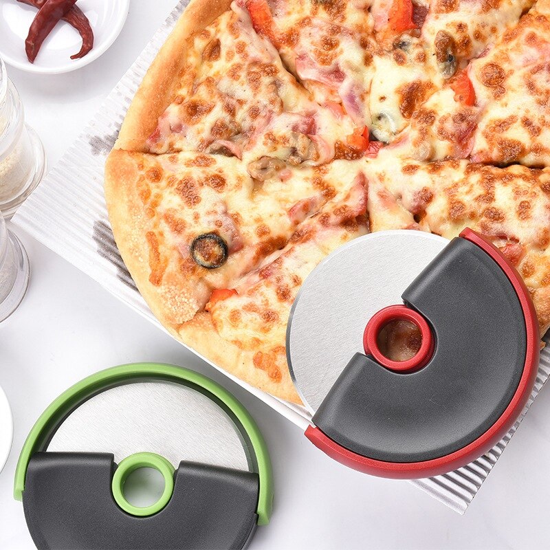 11x11 cm Rvs Pizza Wielen Ronde Vorm Pizza Cutter Plastic Handvat Cake Brood Ronde Snijden Snijmachine Nuttig pizza Gereedschap