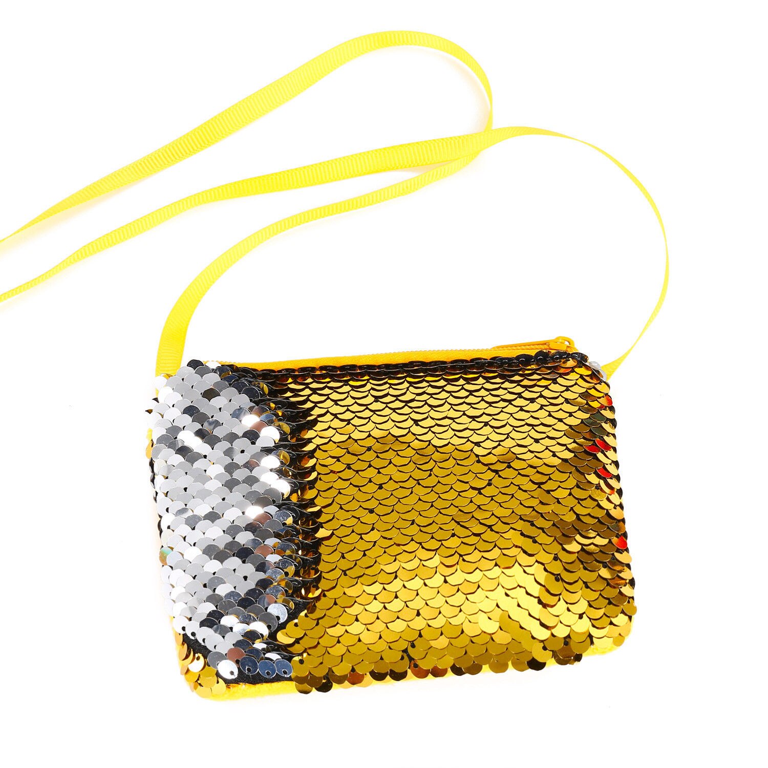 Mermaid Sequins Coin Purse Wallet Kids Girl Glittering Purse Women Handbag Party Zipper Clutch Bag Earphone Package: Yellow