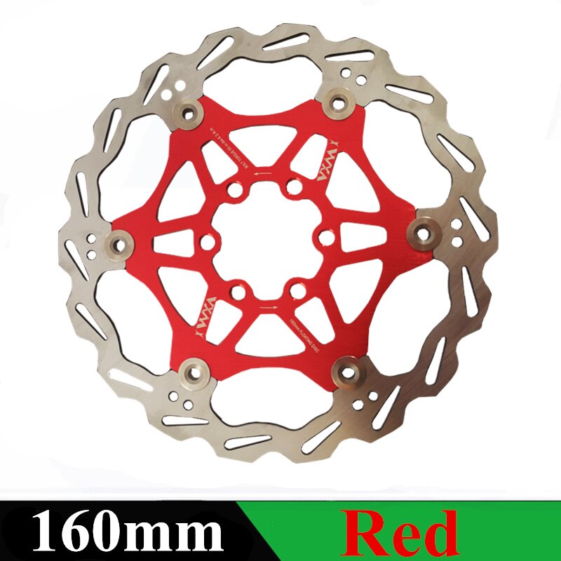 Rotor de freio hidráulico para bicicleta vxm, rotor de freio a disco flutuante, mtb, 160mm/180mm/203mm, liga de bicicleta peças de bicicleta de freio com rotores flutuantes de 6": VXM 160 Red