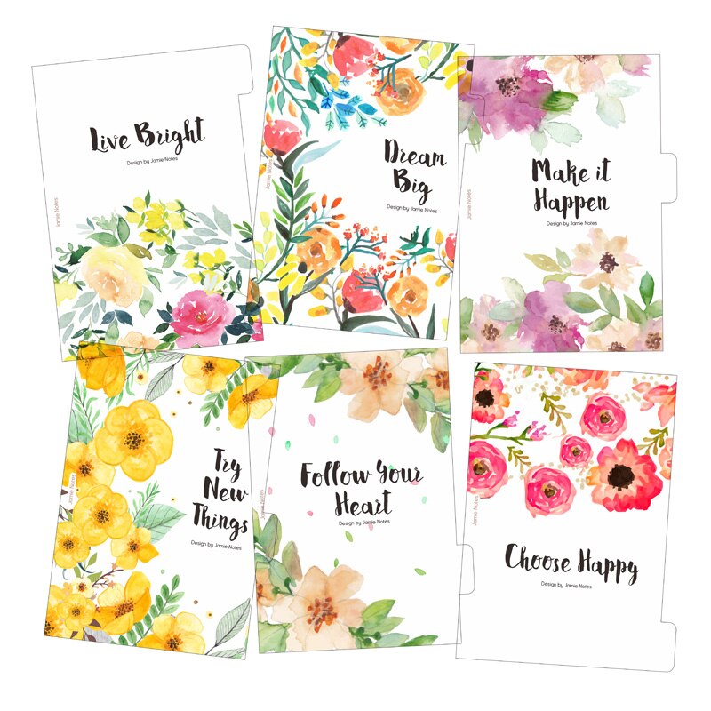 Transparent Fleur Recharges 6 pièces Intercalaires A5 A6 pour 6 Liant Trou Portable Organisateur Belle Charge Pages Pour Planificateur