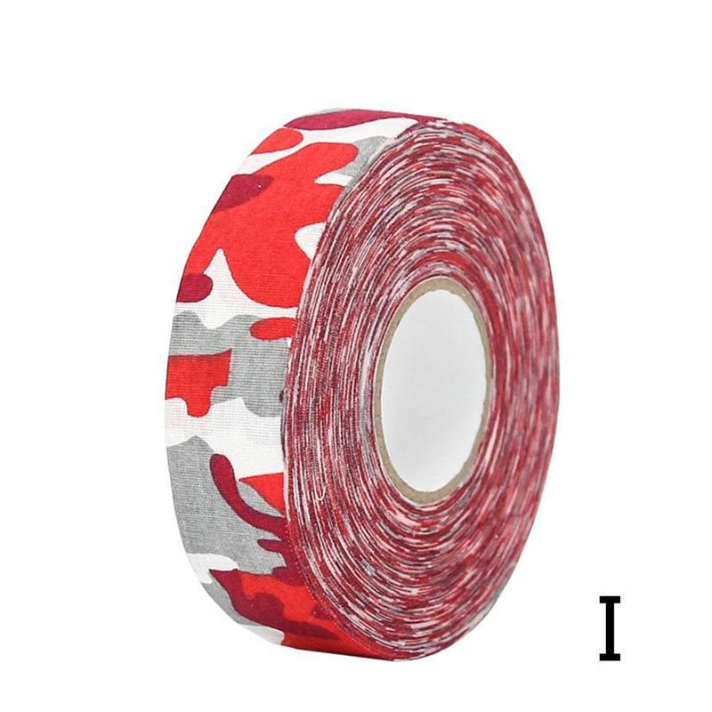 1 rulle multifunktionel anti-skrid tape ishockey badminton håndtag cykelgreb styr anti-skrid polyester klæbrig ishockey tape: Rød camouflage 