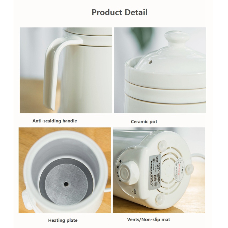 DMWD 0.5L biuro mini elektryczny wolnowar 220V 3 biegów ceramiczne owsianka garnek robić zupy podróży podgrzewany elektrycznie kubek mleko ogrzewanie kubek