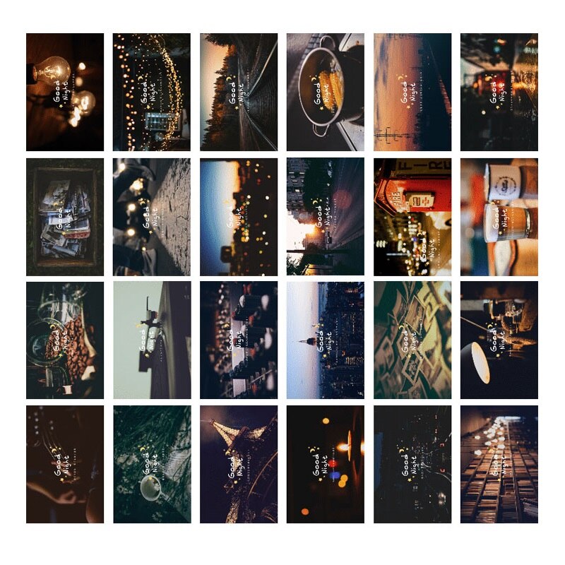 30 Pcs/Set Good Night Postcard/Greeting Card/Message Card/Birthday Letter Envelope Card