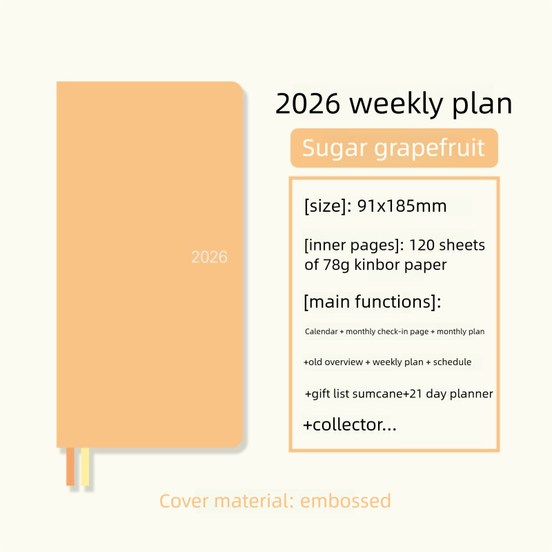 Kinbor Weekly Planner Notebook UnDated Agenda Schedule Daily Monthly Journal Book Portable Record Diary Plan Notepad Stationery