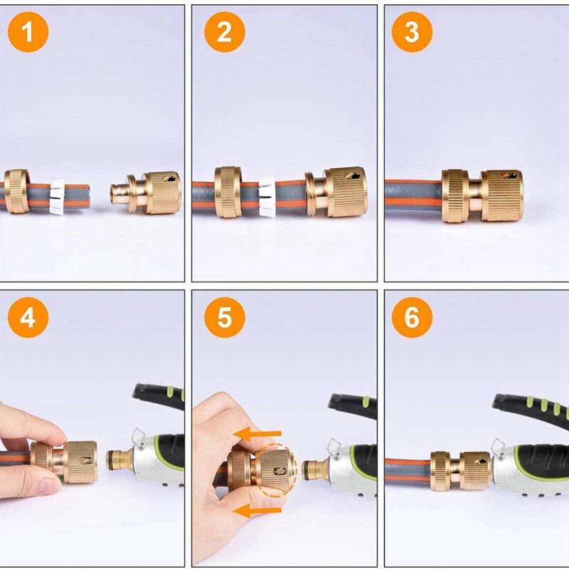 4 pc messing slange kobling slange ende hurtigkobling montering 1/2 tommers slange rør hurtigkobling for hagearbeid hjemme vanning, bilvask