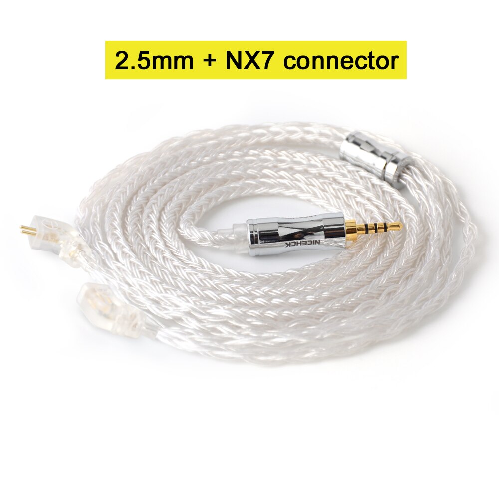 NICEHCK C16-1 16 Cores Silver Plated Cable 3.5/2.5/4.4mm Plug MMCX/2Pin/QDC/NX7 For TFZ KZCCA ZSX C12 NICEHCK NX7 PRO BL-03: 2.5mm With NX7 Pin