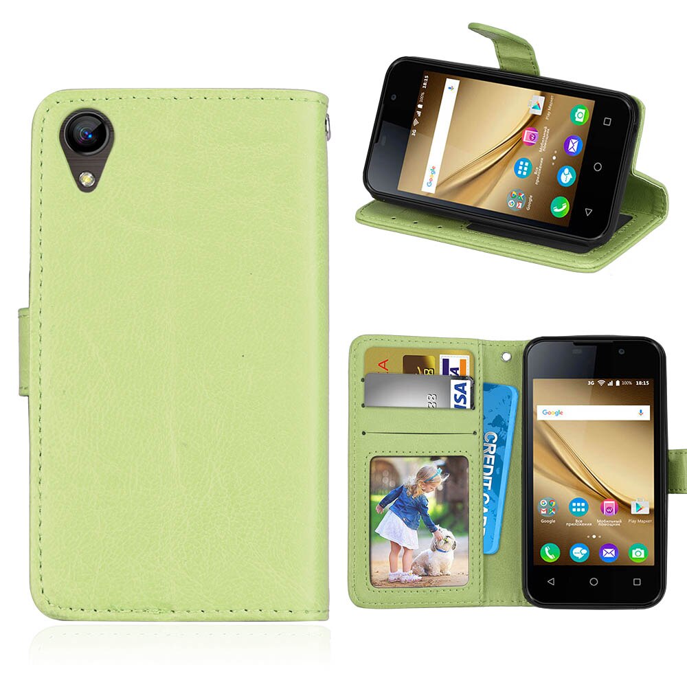 Étui portefeuille à rabat en cuir PU pour BQ S Mobile 4072, Mini Coque, support, étui: Green