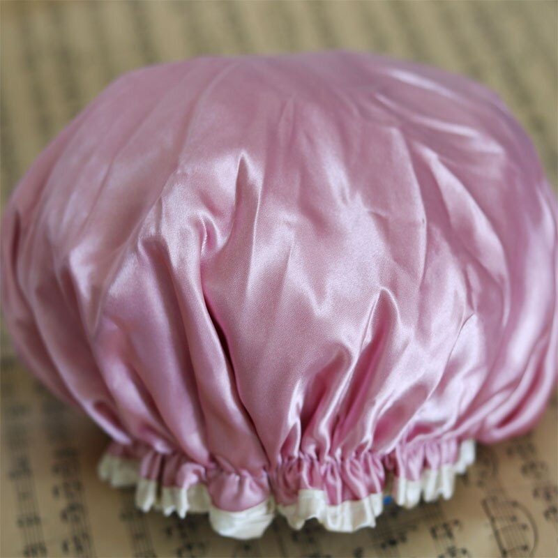 Mooie dikke dames douchekappen kleurrijke dubbele laag bad douche haarbedekking volwassenen waterdichte huishoudelijke producten 27 x 11cm tb: Stijl 2