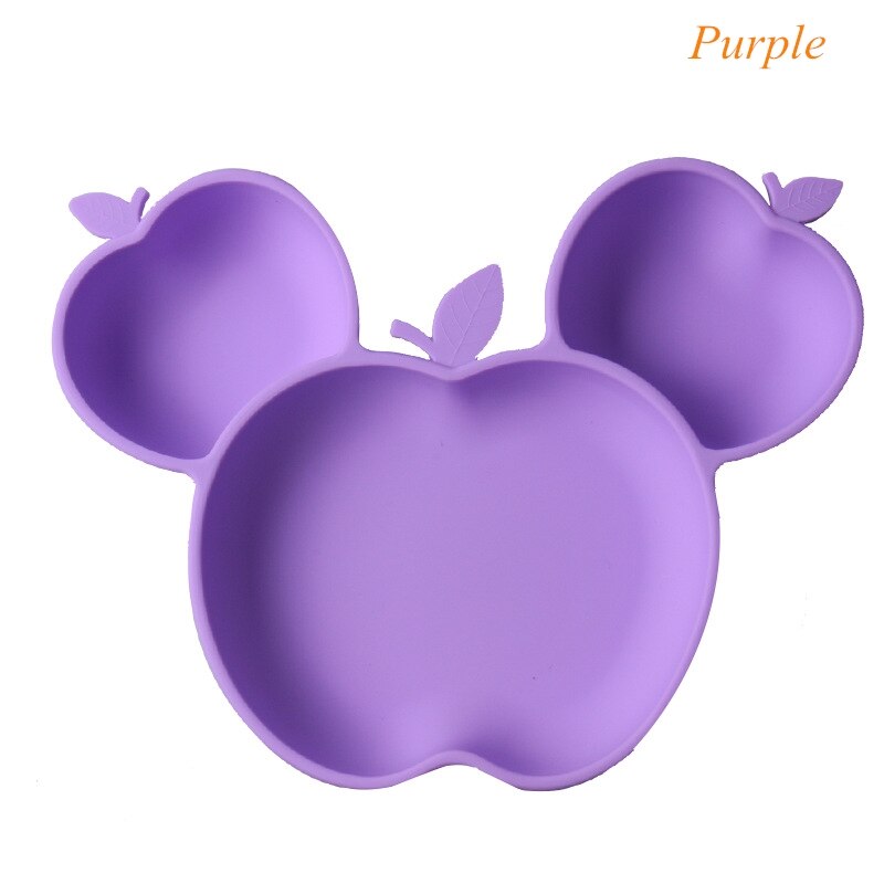 Beeshum Siliconen Kom Voor Babyvoeding Gerechten Baby Speelgoed 0-12 Maanden Apple Cartoon Feeding Bowls Baby Servies Kindje plaat: purple