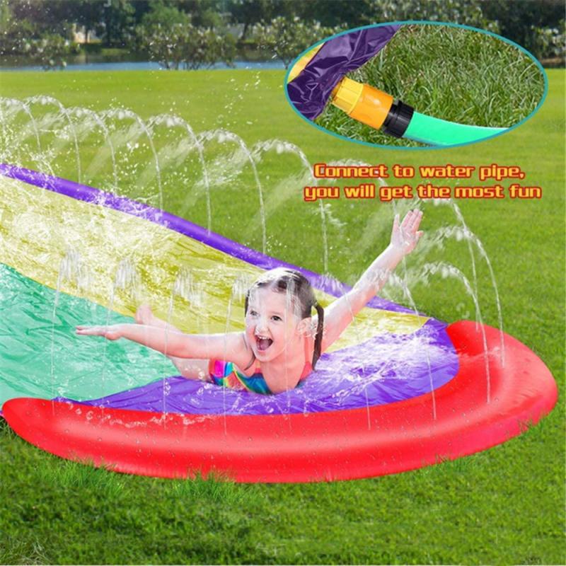 Water Slide Zwembaden Fun Gazon Game Interessante Zomer Water Sport Speelgoed Duurzaam Dubbele Glijbaan Bed Achtertuin Familie Entertainment